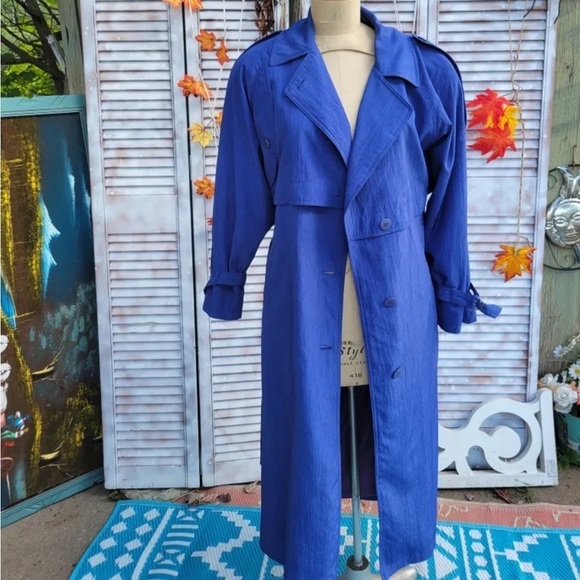 CYCLONE Vintage trench coat, double lined, royal blue - Picture 8 of 10